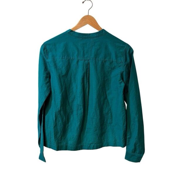 ME+EM Womens Blouse Size 10 Cotton Silk Classic Collar Button Front Long Sleeve - Picture 2 of 8